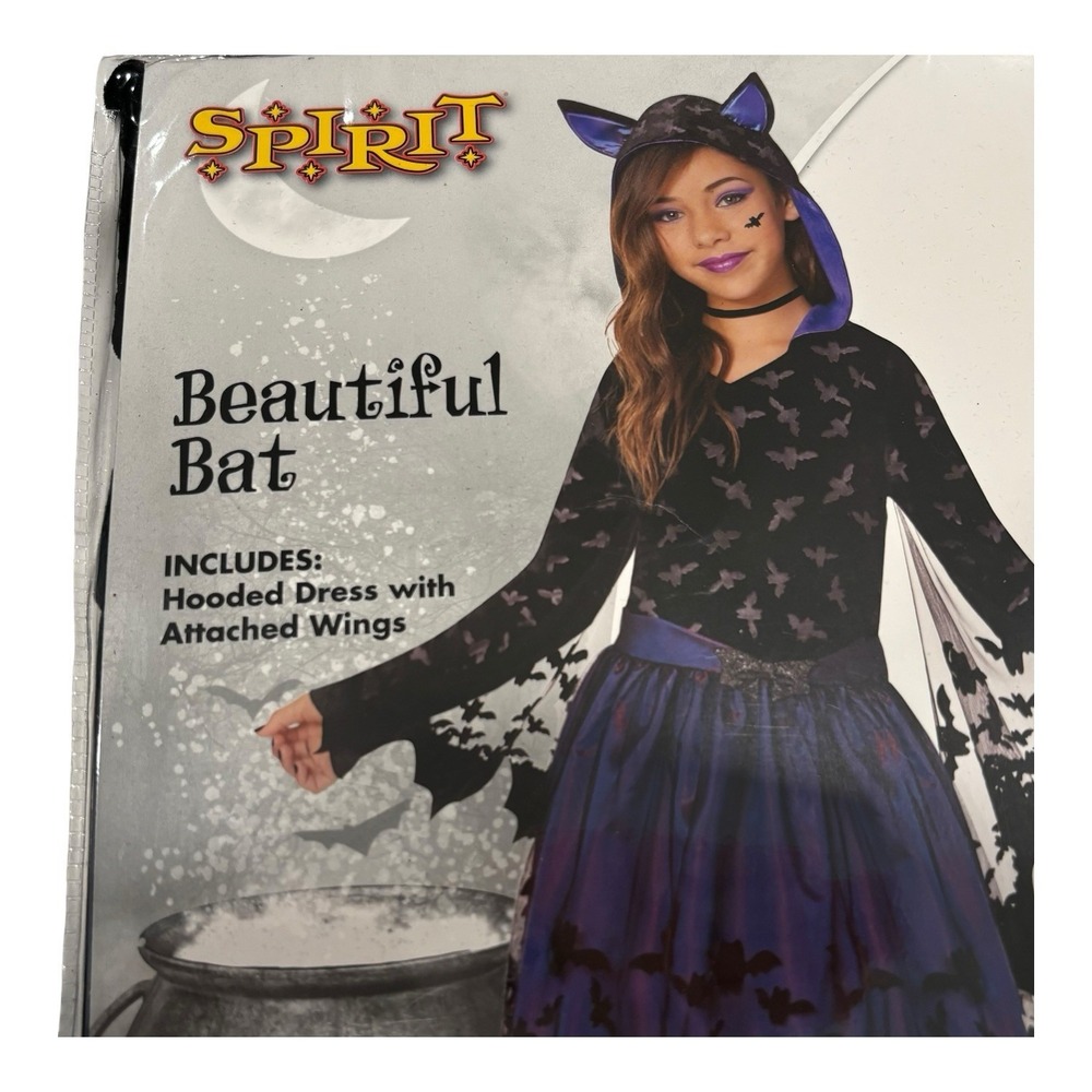 Spirit Halloween Beautiful Bat Costume Child Size Medium 8-10 Wings New Package - Picture 1 of 6